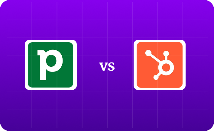 the comparison view of pipedrive logo and husbpot logo